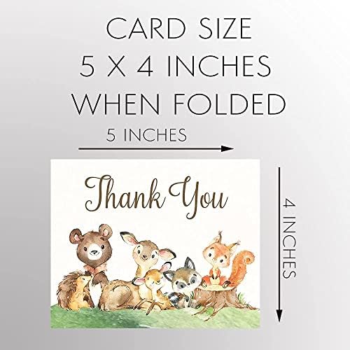 Erdei Barátok Köszönöm Kártyák Baba Zuhany Akvarell Erdei Állatok Megszórjuk Összecsukható Köszönöm Jegyzetek Levelet Írni