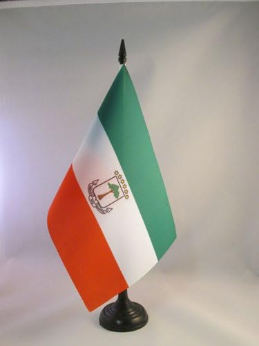 AZ ZÁSZLÓ Egyenlítői-Guinea Táblázat Zászló 5 x 8 - Equatoguinean Asztal Zászló 21 x 14 cm - es, Fekete Műanyag pálca, Bázis