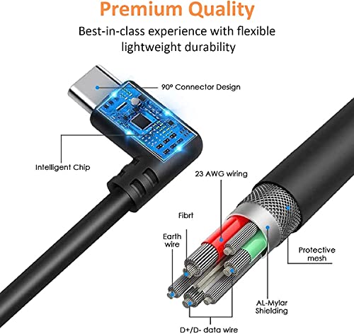 BEJOY Frissített Link Kábel 16FT (5m), USB 3.2 Gen1 C Kábel, Magas Sebesség Jel Erősítő, Gyors Töltés USB-C-Típusú Kábel Oculus