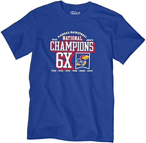 Kék 84 Férfi NCAA Kansas Jayhawkshoz Nemzeti Kosárlabda Bajnokok T-Shirt 2022 Banner