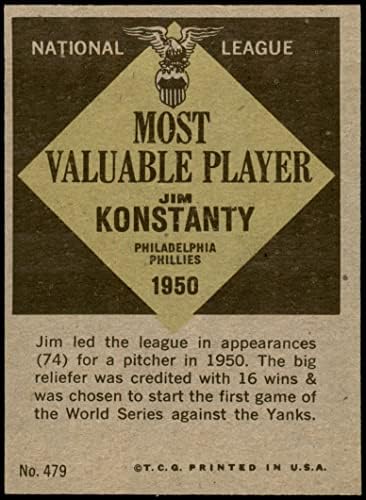 1961 Topps 479 Legértékesebb Játékos Jim Konstanty Philadelphia Phillies (Baseball Kártya) EX/MT+ Phillies