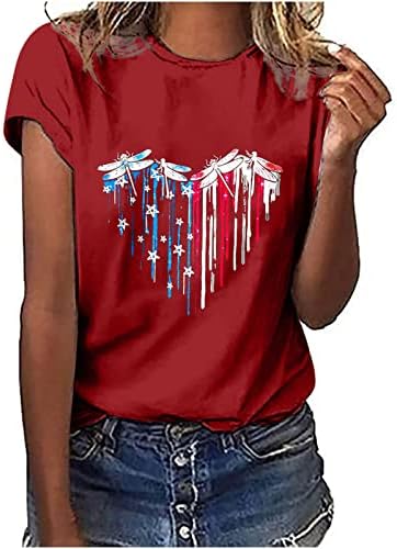 Amerikai Zászló Szív Póló Női Hit Családi Szabadság Hazafias Tees USA Zászló Csillagok Csíkos Alkalmi Felsők Pólók