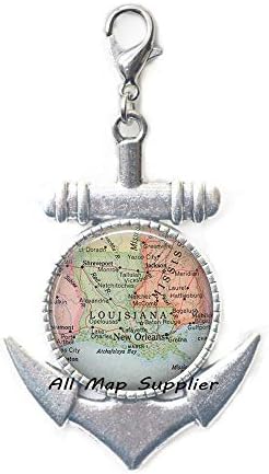 AllMapsupplier Divat Horgony Cipzár Húzza,Louisiana térkép Homár Csattal,Louisiana térkép Horgony Cipzár Húzza Louisiana Homár