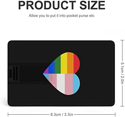 LMBT Szivárvány Pride Flag Szív USB 2.0 Flash-Meghajtók Memory Stick Hitelkártya Forma