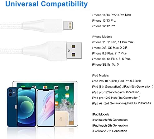 10ft iPhone Töltő Kábel Apple Mpi Hitelesített 10 Láb 3Pack Villám Töltő Kábel iPhone 13/12/11 Pro/X/Xs Max/XR/8 Plusz/7/6/6s/SE/5c/5s/5