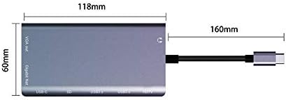 ZPLJ nagysebességű Multi-Port 8 az 1-ben USB Elosztó Ethernet Port 4K HDMI 2 USB 3.0-s, 1080P VGA, USB-C Tápellátás 3,5 mm-es Audio