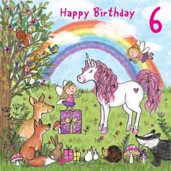 Twizler 6. Születésnapi Kártya Lány Egyszarvú – 6 éves Szülinapi Kártyát –Lányok Szülinapi Kártyát 6 éves –Boldog Születésnapot