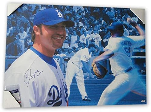 Jonathan Broxton Kézzel Aláírt Dedikált Feszített 23x32 Vászon Dodgers PSA - Dedikált MLB Művészet