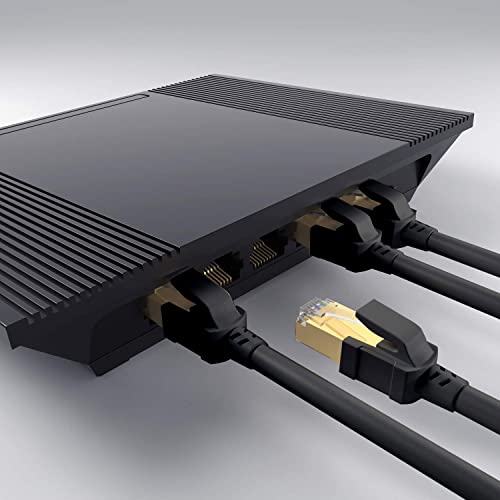 CABNEER Cat8 Ethernet Kábel 30FT, 40Gbps 2000Mhz nagysebességű Gigabit STP Macska-8 Hálózat, Internet Kábel, Fekete, nagy