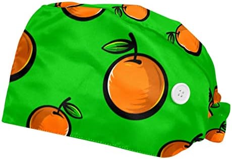 Niaocpwy 2 Csomag Narancs Gyümölcs Zöld Háttér Munka sapkák Hajpánt a Nők, Férfiak, Bouffant Súrolja a Turbán, Sapka