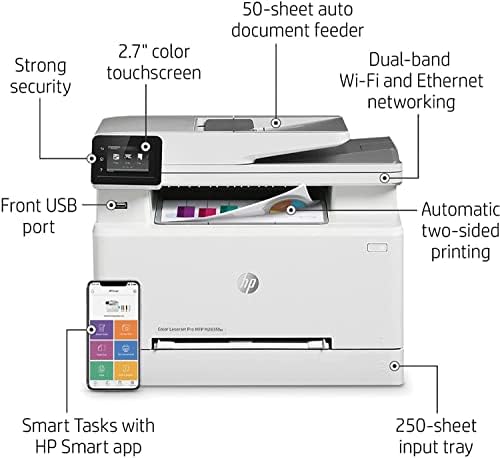 HP Color Laserjet Pro M283fdwC Vezeték nélküli multifunkciós Lézer Nyomtató Nyomtatás Beolvasás Másolás, Távoli Mobil Nyomtatás,