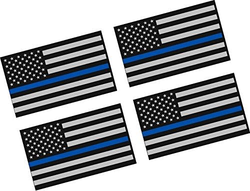 Vékony Kék Vonal Amerikai Zászló / 4 Csomag / 2 Vinil Jármű, Rendőr Támogatja A Grafikus Matricák