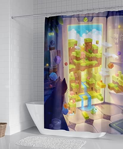 NECCI Játék a World Design zuhanyfüggöny Vízálló Szövet Fürdőszoba Dekoráció (66x72 a)