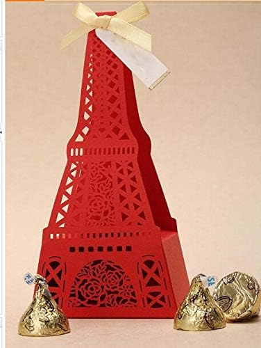 Anncus 200 darab Gyönyörű Klasszikus Téma Piros kivágott Eiffel-Torony Esküvői Szívességet Jogosultja/Candy Doboz/Esküvői Doboz