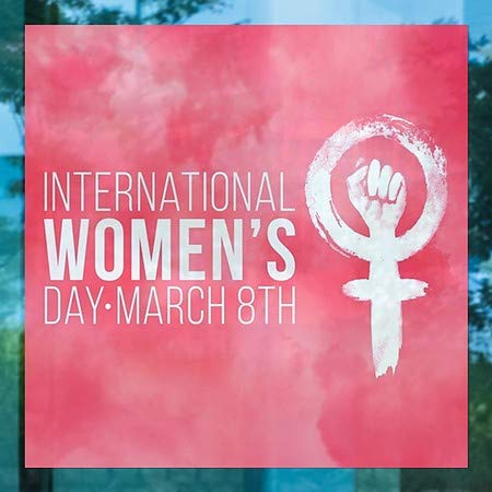 CGSignLab |a Nők Napja -Rózsaszín Szimbólum -Tér Világos Ablak Ragaszkodnak | 24x24