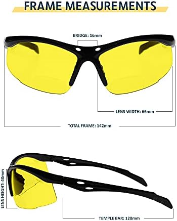 Bifokális Biztonsági Szemüveg SB-9000, Sárga Lencse, +1.50