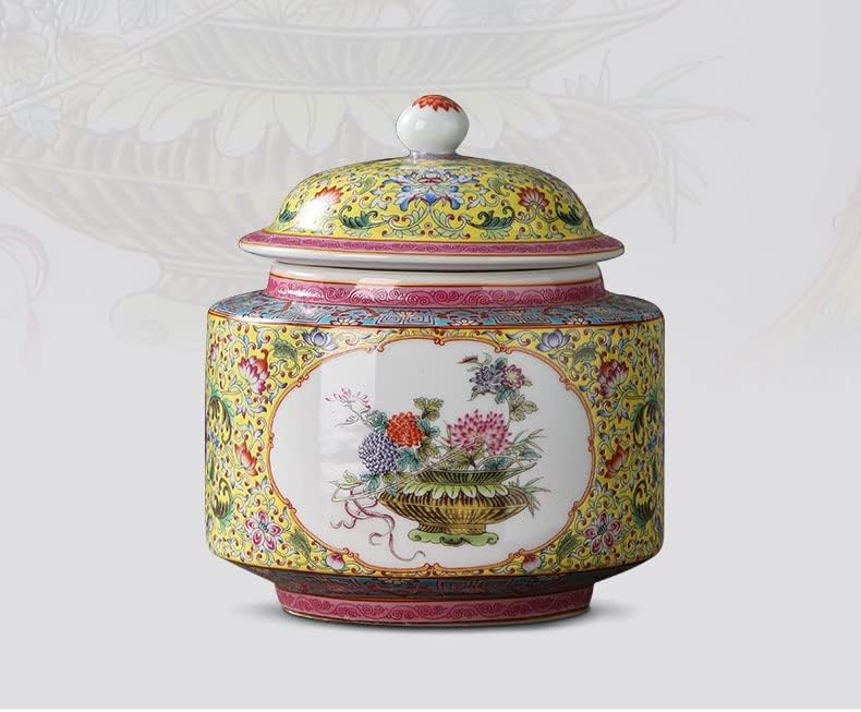 LDCHNH Jingdezhen Zománcozott teáskanna Kerámiából Nagy Tea Jar Tároló Edény Kínai Kézműves Gyömbér Jar