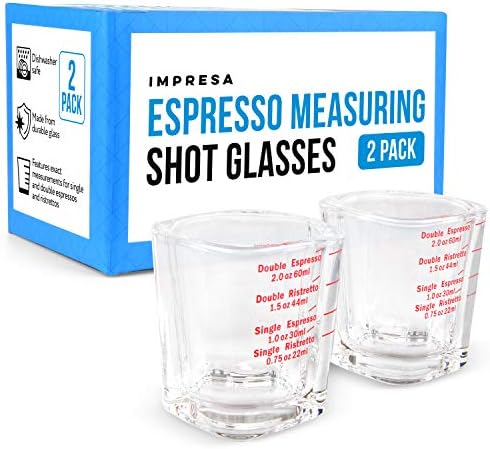 [2 Csomag] Eszpresszó Mérési feles pohár a Barista, vagy Otthoni Használatra - Mosogatógépben mosható Eszpresszó feles pohár 2oz