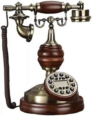 XDCHLK Antik Vezetékes Telefon Retro Haza a gyorstárcsázás Tömör Fa Vezetékes Telefon Kék Háttérvilágítás+Kihangosító+Hívófél-AZONOSÍTÓ (Szín