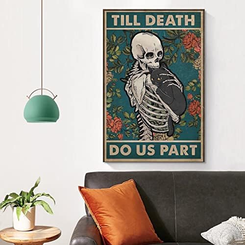 HAYOY Csontváz, Fekete Macska, Virág Dekoráció Plakát Szoba Esztétika Vászon Művészet Plakát Meg a Fal Art Kép Nyomtatási Modern Család Hálószoba