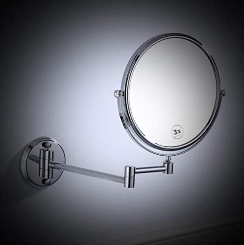 Smink Hiúság Tükör,egyoldalas Falra Szerelt Szépség Tükör 3X Nagyítású Tükör 360° - Ban Forgatható, Kihúzható Kozmetikai Tükör,Ezüst
