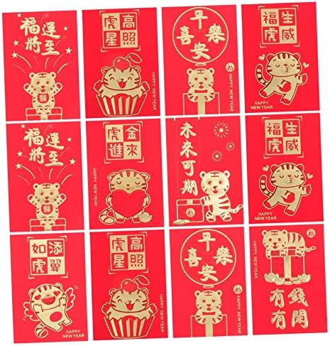 Operitacx 48db Évben A Tigris Piros Boríték Esküvői Borítékok 2022 Kínai Piros Csomag Új Évet Red Csomagok Kedvesség Papír Ömlesztett