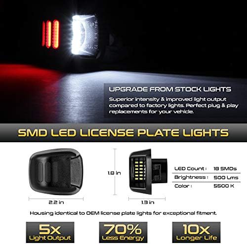 Vörös OLED Neon Cső Fehér SMD LED Rendszámtábla Lámpa Kompatibilis Nissan Határ Titán Armada Xterra Suzuki Egyenlítő Hátsó Lökhárító