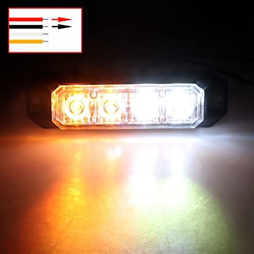 Sárga/Fehér LED Rács Villogó Fények Készlet, Deck Dash Grill Oldalsó Helyzetjelző Villogó Figyelmeztető Veszélyességi Rendőrség