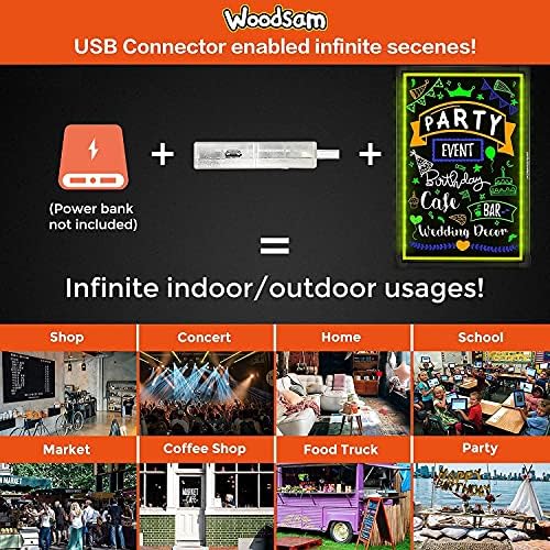 Woodsam LED-Üzenet Írása - Testület 32x24 Villog Világít Törölhető neonreklám 8 Fluoreszkáló Kréta Marker - Tökéletes Shop/Kávézó/Bár/Menu/Esküvő/Dekoráció/Promóció/Iskola