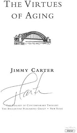 Jimmy Carter elnök aláírta 1998 Erények, az Öregedés 5.5x8 Könyv Lap - Hologram EE62747 - SZÖVETSÉG Igazolt - Politikai Könyvek