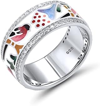 Santuzza 925 Sterling Ezüst Kézzel Készített Színes Zománc Madár Patterrn Gyűrű