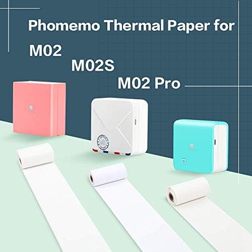 Phomemo M02 Pro Mini hőnyomtató - Bluetooth-Fotó Nyomtató, 3 Tekercs Átlátszó Matrica, Papír, Kompatibilis az iOS + Android