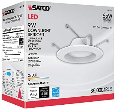 Satco S29312 9.8 watt LED Beépíthető Utólag; 5 - 6; 2700K; Szabályozható; 120 Voltos 12-Pack