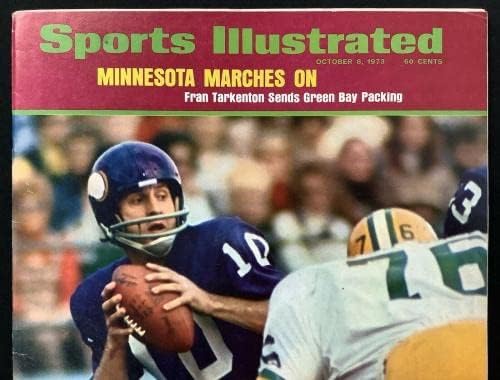 Fran Tarkenton Aláírt Sports Illustrated 10/8/73 Nincs Címke Vikingek Auto HOF SZÖVETSÉG - Dedikált NFL Magazinok
