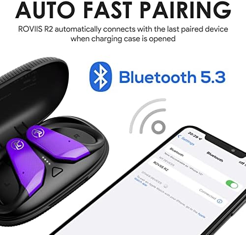 ROVIIS Vezeték nélküli Fülhallgatót Bluetooth 5.3 Fülhallgató IPX7 Sport Fülhallgató a Futó Edzés Bass Sztereó Fülhallgatót a Fülembe