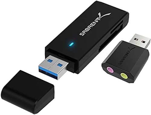 Sabrent USB 3.0-Mikro SD s SD kártyaolvasó + USB Külső Sztereó Hang Adapter for Windows vagy Mac.