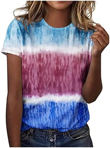 Tshirts Tini Lány Rövid Ujjú Legénység Nyak Colorblock Nyomtatás Csíkos Toll Blúzok Tshirts Nők 2023 0C