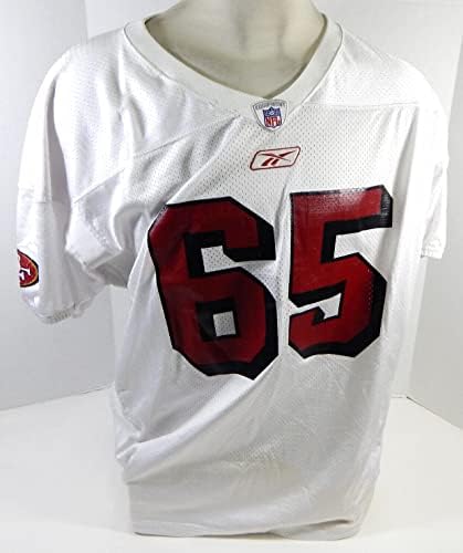 2002-ben a San Francisco 49ers Ron Kő 65 Játék Kiadott Fehér Gyakorlat Jersey 2X 470 - Aláíratlan NFL Játék Használt Mezek