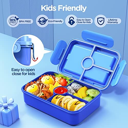 Rozsdamentes Acél Ebédet Bento 5-Rekesz a Gyerekek Felnőttek, Szivárgásmentes BPA-Mentes + Bento Box Gyerekek uzsonnás Doboz 7.5 Csésze