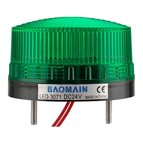 Baomain Ipari Jel, Kerek, Zöld jelzőlámpa Villogó Figyelmeztető lámpa LED-3071 DC 24V 3W