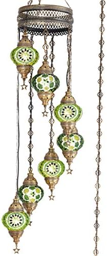 DEMMEX 7 Globe Szajré Csatlakoztassa a török Marokkói Mozaik Bohém Tiffany Mennyezeti Lógó Medál Fény, Lámpa, Csillár, Világítás 15feet Kábel