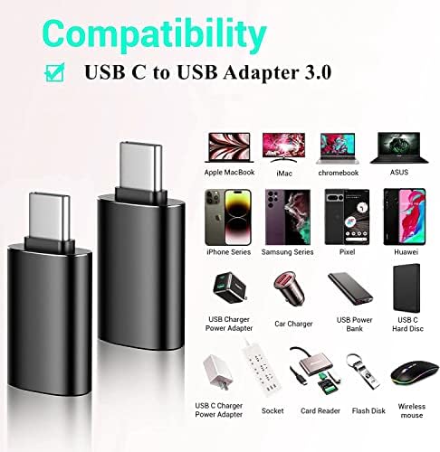 Smozer USB-C-USB 3.0 Adapter, 5Gbps USB-USB C Adapter, USB C a Férfi-USB 3.0 Női Adapter (2 Csomag) Apple MacBook pro Laptop, PC,
