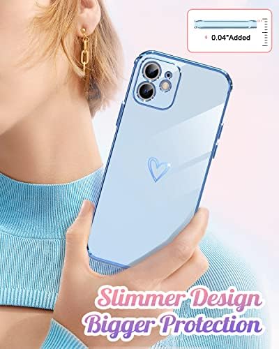 Noyabox iPhone 11 Aranyos Esetben a Nők Lány,[1* Képernyő Védő], Aranyos, Jófej Luxus Szív Design Puha & Rugalmas TPU Ütésálló Borító, Kék