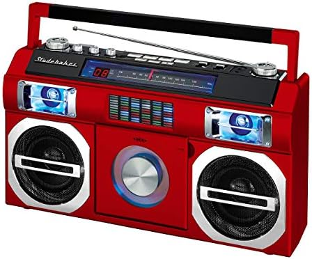 Studebaker SB2145R 80-Retro Utca Bluetooth Boombox FM Rádió, CD-Lejátszó, LED EQ, 10 Watt RMS Teljesítmény, illetve az AC/DC