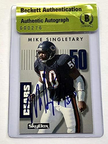 Mike Singletary aláírt 1992 sky box kártya chicago bears labdarúgó beckett coa - Dedikált NFL Labdarúgó-Kártyák