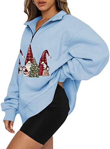 A nők karácsonyfa Grafikus Melegítőfelső Ing,Női Boldog Karácsonyt Pulóver Felső 2022 Fél Cipzár Kabát Outwear Pulóver