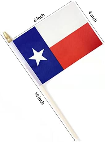 Lebei Texasi Állami Zászló Mini Kis Kézi Stick Zászlók 4x6 Inch 12 Csomag