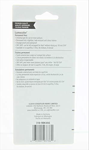 Staedtler Lumocolor Permanent Toll 318-9 Jól 0,6 mm-Line - Fekete (Pack 4)