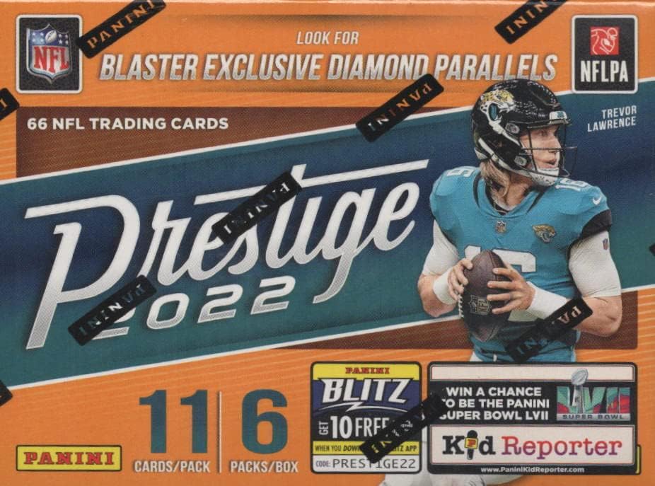 2022 Panini Prestige NFL Labdarúgó Blaster Doboz (66 kártya/bx) meg a Blaster Kizárólagos Gyémánt Párhuzamos, Újonc Kártyák,