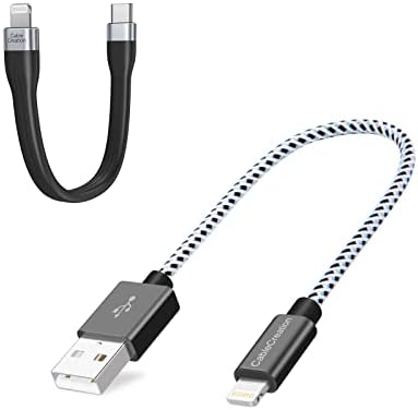 CableCreation Csomag – 2 Elemek Rövid iPhone Töltő Kábel 6 Hüvelyk Fonott + Rövid USB-C-Lightning Kábel 0.5 FT FPC Design